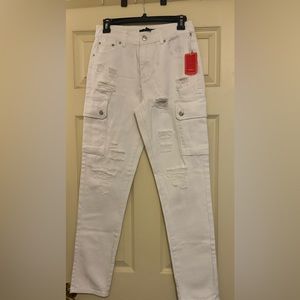 Forever 21 Cotton White Cargo Jeans